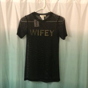 Fun “Wifey” glitter & mesh top!